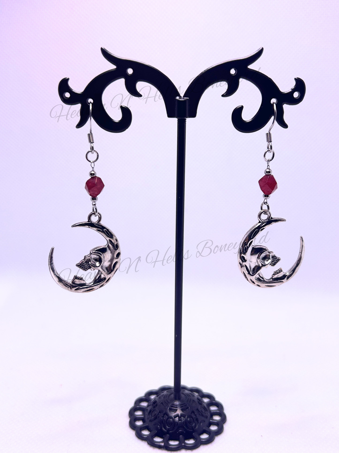 Crescent Skull Moon Earring