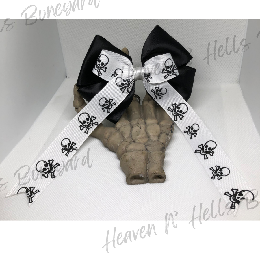 Skull & Satin Hair Bow