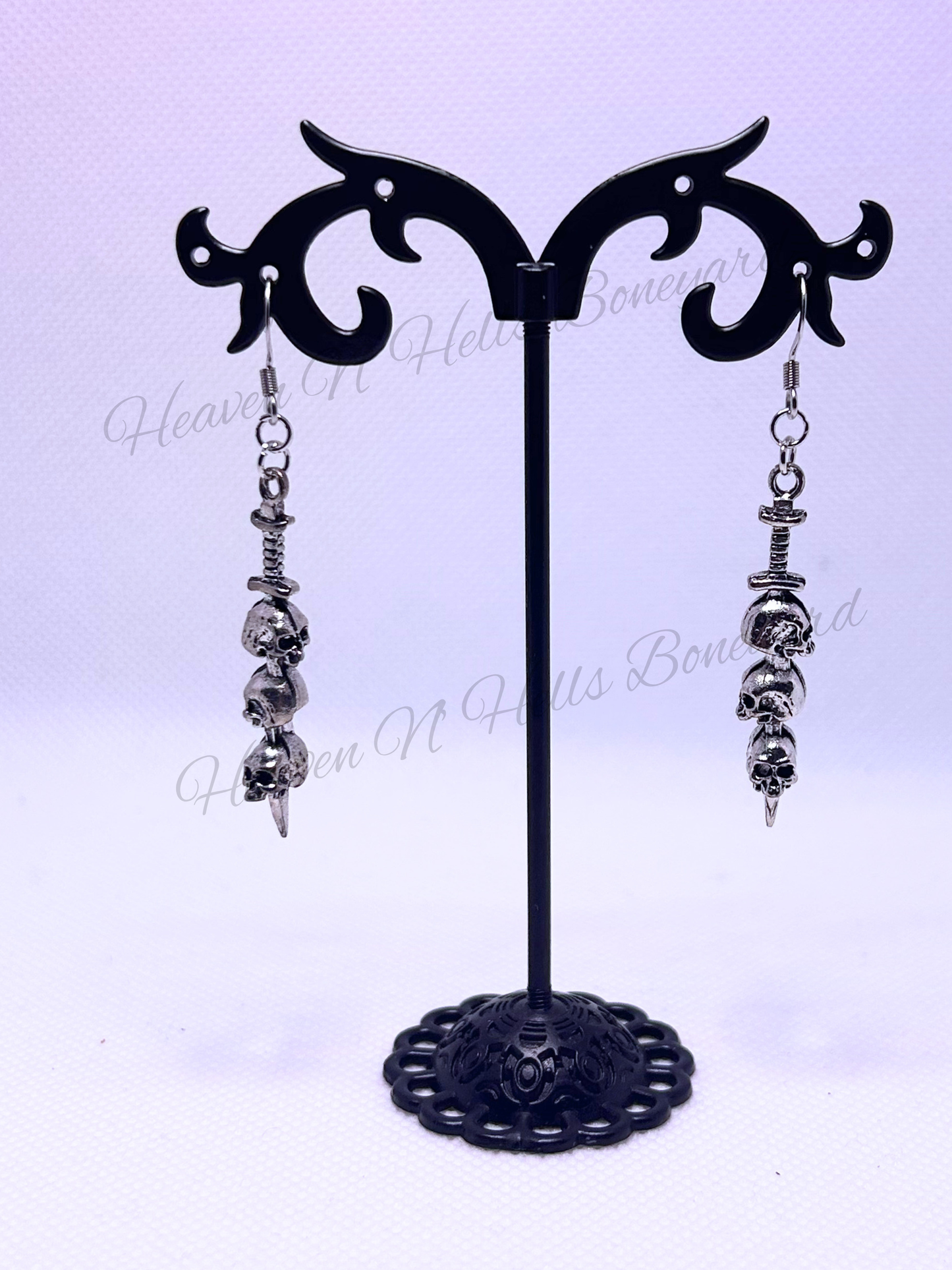 3 Skull Dagger Earrings